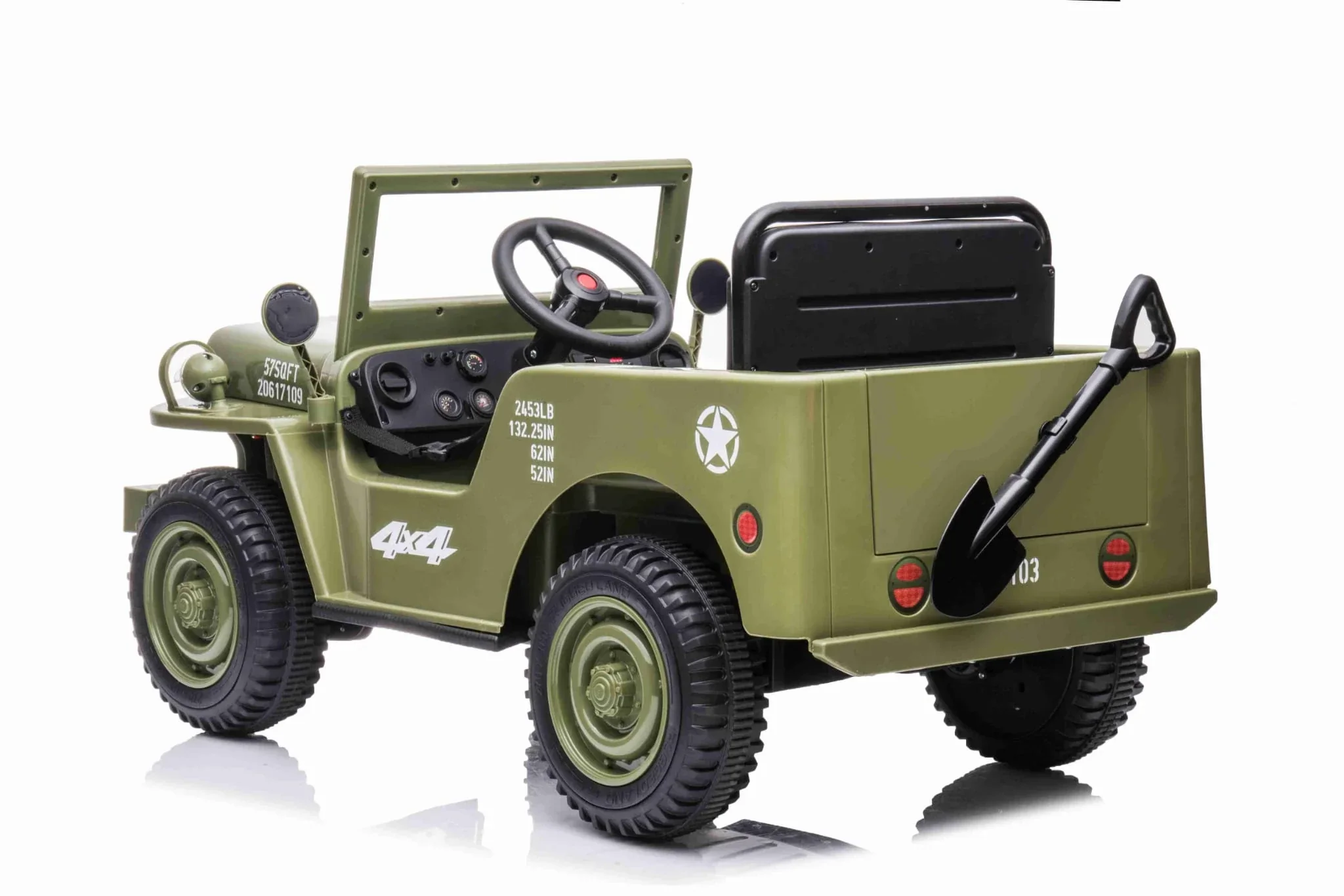 Olive Green Willys Jeep Single Seat Kids Car