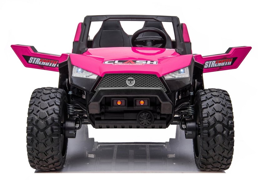 Extra Large 2-Seater Pink and Black Electric Ride-On Buggy for Kids on White Background