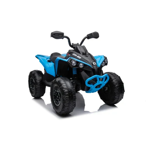 Blue and black Cam-Am Maverick 24V Electric Ride On Quad ATV for children on a white background