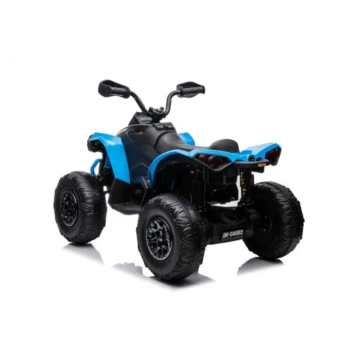 Cam-Am Maverick 24V Quad ATV plaything for children, electric ride on toy vehicle on white background.
