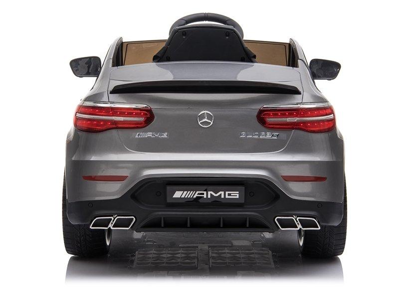 "Silver Mercedes GLC 63S AMG Electric Ride On Car for kids, Metallic Coupe style 12 Volt SUV"