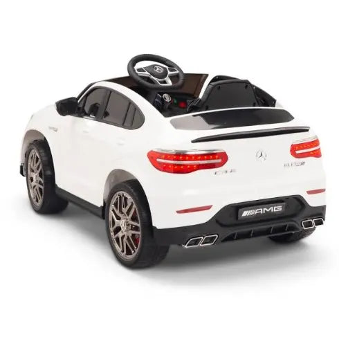 White Mercedes GLC electric ride-on for kids with remote control