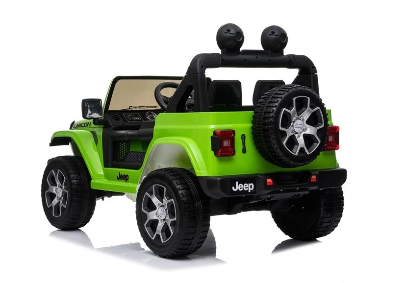 Rubicon electric ride-on car for kids, 4WD 12V model with black details, isolated on white background