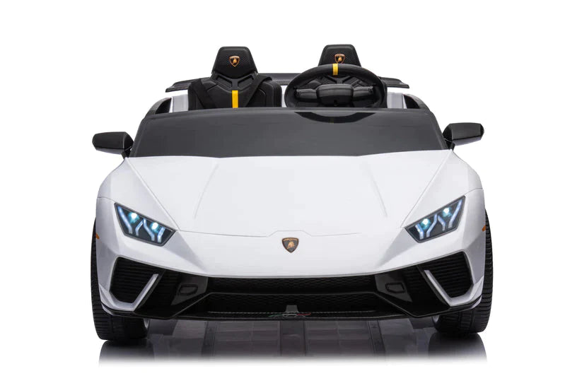 White 24 Volt Lamborghini Huracan Kids' Electric Ride on Car, Front View