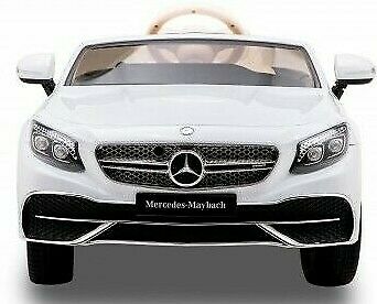 Child's white Mercedes-Benz Maybach S650 electric ride-on toy, front view