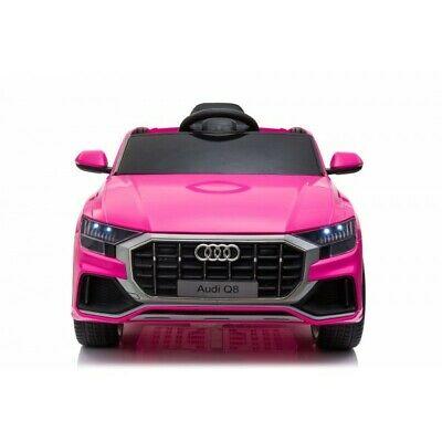 "Pink Audi Q8 SUV style electric ride on 12 Volt car for kids on a white background."