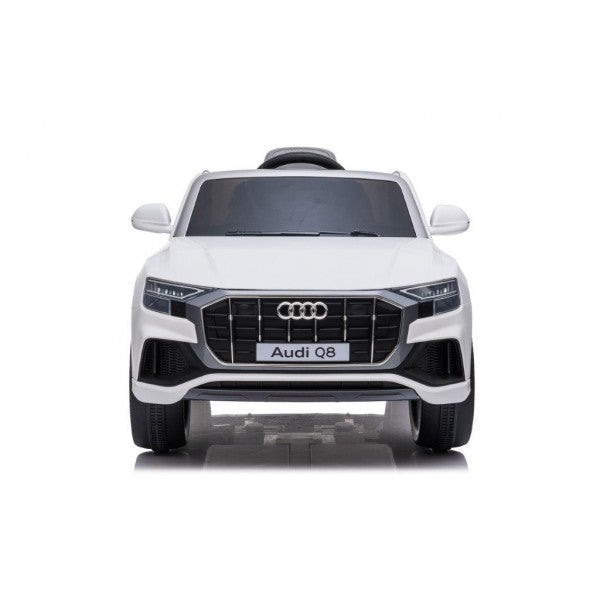 "White Licensed Audi Q8 SUV 12 Volt Electric Ride for Kids on White Background"