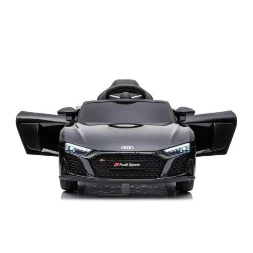 Front view of a sleek black Audi R8 electric ride-on car for children"
"A300 kids electric race car with remote control on a white background
