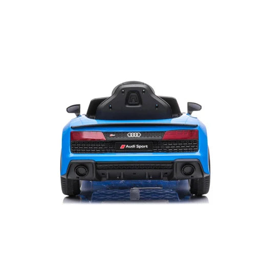 Blue Audi R8 Electric Ride on Car for kids against a white background.