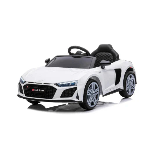 White Audi R8 A300 Electric Ride On Toy Car for Kids on a White Background