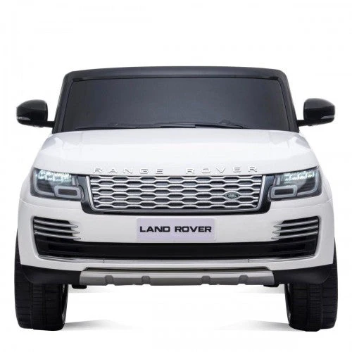 Front view of white Range Rover Vogue 2 Seater Ride On Jeep with parental control, 24 Volt, isolated on white