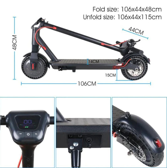 M12 Folding Electric Scooter 250w - Black/Red