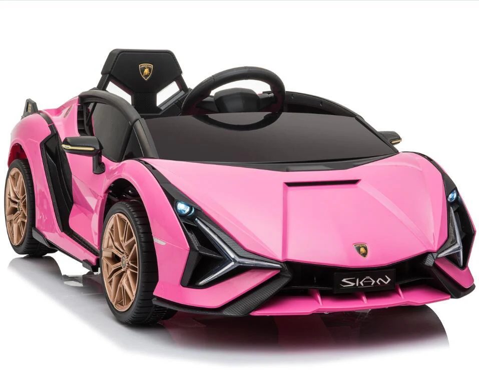"Pink Lamborghini Sian Electric Ride on Car with MP4 Screen and Parental Control for Kids"