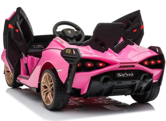 "Electric ride on Pink Lamborghini Sian with MP4 Screen and parental control, ideal for thrill-seekers"