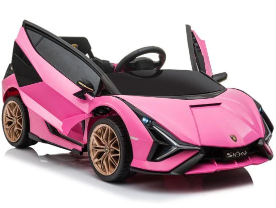 "Electric ride on Lamborghini Sián in pink for kids with MP4 Screen and parental control, displayed on a white background."