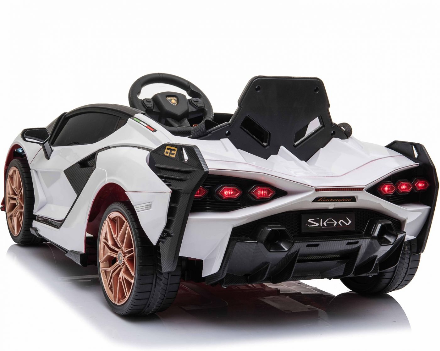 "Unique Lamborghini Sián design electric ride on car for kids."
