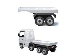 Mercedes Actros truck chassis and body illustration, complete assembled white Mercedes electric ride-on vehicle with Eva rubber wheels