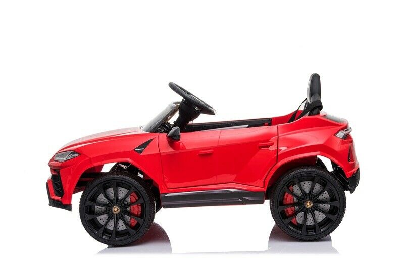 "Red 12V Lamborghini Urus electric ride-on SUV for kids, perfect for adventure-loving little ones"