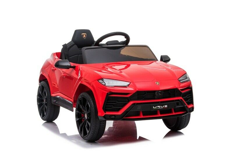 "Red Lamborghini Urus Electric Ride-on Car for Kids on White Background"