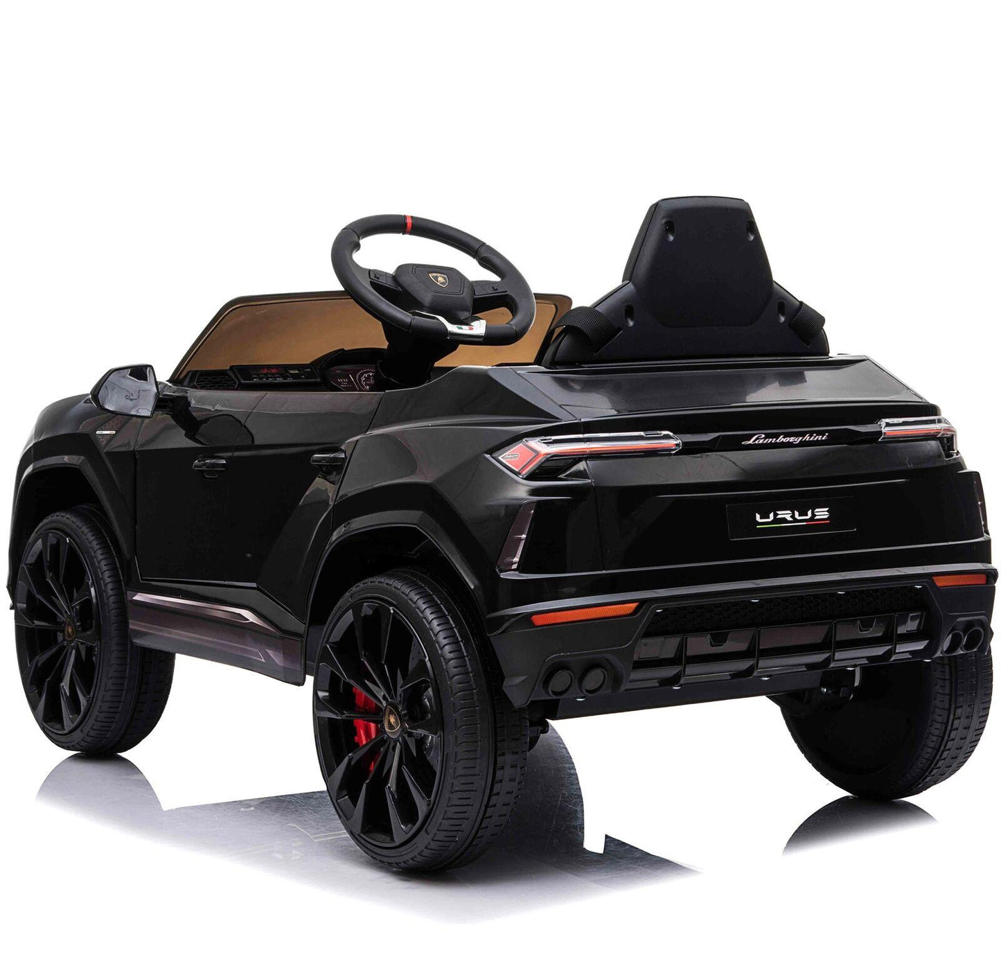 Black Lamborghini Urus Ride On Kids Electric SUV 12 Volt against a white background