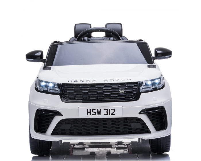 Front View of a White Luxury Kids Range Rover Velar Autobiography SV Electric Ride-On Toy