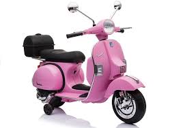 Pink Vespa Ride On Electric Scooter Bike 12 Volt