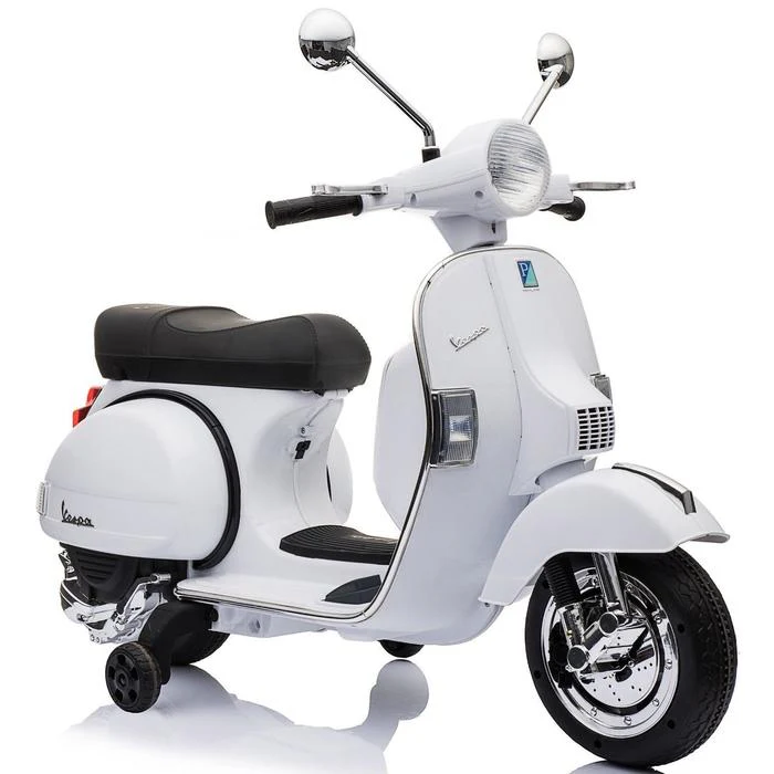 White Vespa Ride On Electric Scooter Bike 12 Volt