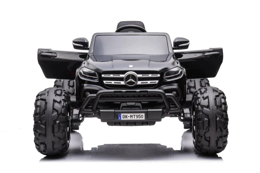 Black Mercedes Monster Truck 24v Toy Replica with Oversized Wheels for Kids